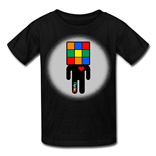 Rubik's Cube Man Icon Cube Head Kids' T-Shirt by Spreadshirt, L, black
