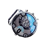 Clearance! Charberry Mens Large Dial Quartz Watch Leather Quartz Analog Wrist Watch Watches