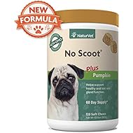 NaturVet - No Scoot for Dogs - 120 Soft Chews - Plus Pumpkin - Supports Healthy Anal Gland & Bowel Function - Enhanced with Beet Pulp, Flaxseed & Psyllium Husk