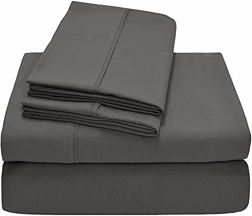 Crafts Linen 4 Piece Sheet Set- 100% Cotton 400 TC Fit Mattress Up To 6-Inch-Deep Pocket For RV- Trucks, campers, Airstream, Bus, Boat and motorhomes (RV King 72"X80", Dark Grey Solid)