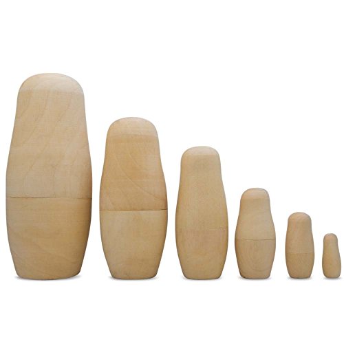 UPC 670579355445, 6.5&quot; Set of 6 Unpainted Blank Wooden Nesting Dolls