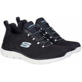 Skechers Womens Summit Sneaker, Black/Blue, 7.5
