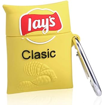 Lupct Potato Chips Compatible with Airpods 1/2 Case Silicone,Cute Cartoon 3D Cool Air pods Design Cover, Fun Kawaii Fashion Stylish Funny Cases for Kids Girls Teens Boys Character Skin Keychain Airpod