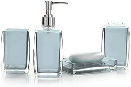 Espeedy Acrylic 4 Piece Bathroom Accessory Set Soap Dispenser Bottle Soap Dish Cup Toothbrush Holder Case Caddy