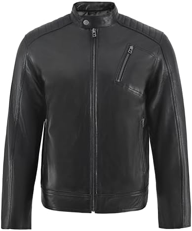 J'Jackin Genuine Lambskin Leather Motorcycle Jacket Men | Black