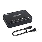 USB Charger 10-Port 120W, Multi-Port USB Charging Hub 24A Desktop Power Station for iPhone X/8/7/6S/6 Plus/5S, Ipad Pro/Air2/ Mini, Galaxy S9/S8/S6 Edge