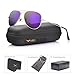 LUENX Womens Mens Aviator Sunglasses Polarized Mirrored Purple lenses Metal Frame 100% UV Protection Classic Style