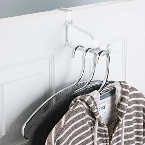 mDesign Modern Over Door Valet Hook Multi Hanging Storage Organizer, Hook for Coats, Hoodies