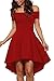 Sidefeel Women Off Shoulder Short Sleeve High Low Skater Dress Large Bright Red