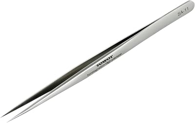 TOWOT Precision Tweezers Stainless Steel Pointed for Electronics Craft Jewelry