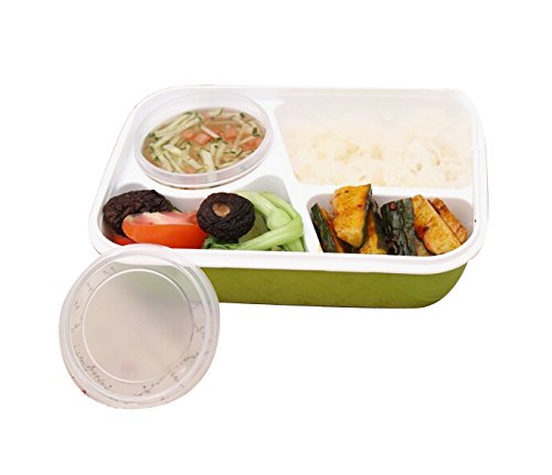 Vinmax Bento Lunch Box Rectangulaire 4 Compartiments Anti-fuite pour Enfants et Adultes Boîte Alimentaire Passe au Micro-ondes - Vert