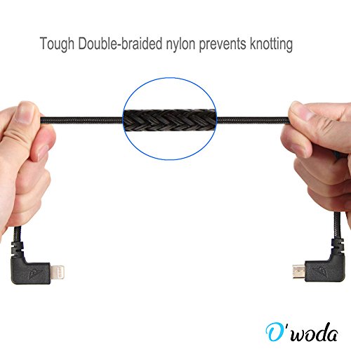 O'woda Micro USB to Mciro USB OTG Cable 11.4inch Nylon Braided Data Cord Video Transfer Connector for DJI Mavic Pro / Mavic Pro Air / Spark to Android Mciro USB Phone / Tablet (Micro USB - Black)
