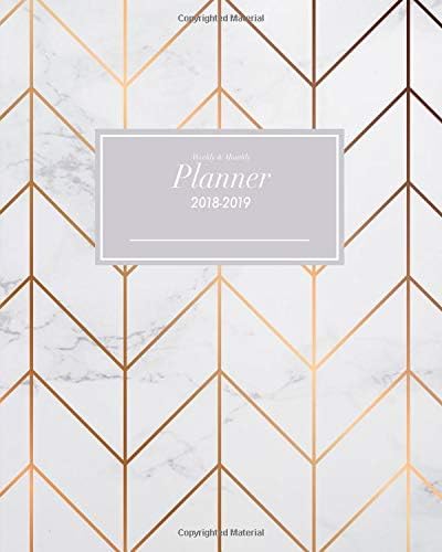 Weekly and Monthly Planner 2018-2019: October 2018 through December 2019 Calendar Schedule Organizer and Journal Notebook Rose-Gold Chevron Pattern & Marble Cover (Inspirational Quotes)