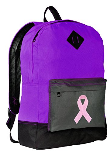 Pink Ribbon Backpack CLASSIC Breast Cancer Support Bag COOL PURPLE