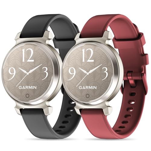 Wizvv Compatible with Garmin Lily 2 Silicone Band, 2 Pack Quick Release Soft Rubber Replacement Adjustable Sport Straps Compatible for Garmin Lily 2 Active/Classic Smart Watch Accessory for Women
