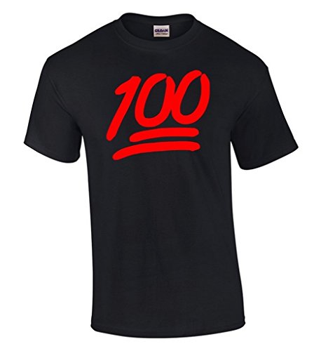 icustomworld 100 Emoji Red Logo T-shirt Funny Cool Gift Shirts L Black