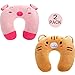 2 Pieces Kid's Travel Neck Pillow Rest, U-Shape Soft Neck Head Chin Support Pillow for Airplanes, Cars, Train, Road Trips, Sleeping, Gifts (Color 1)