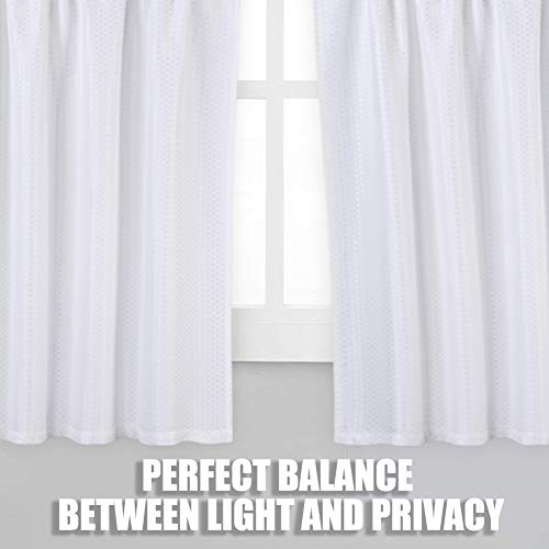 Haperlare White Tier Curtains, Waffle Woven Textured Kitchen Curtains Cafe Curtains, Waterproof Rod Pocket Half Window Treatment Curtains for Bathroom, 30" x 24", White, Set of 2 - Thumbnail 6