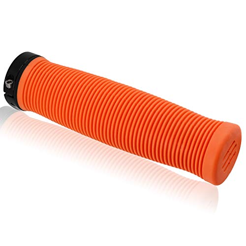 Acekit Bicycle Handlebar Grips Single Lock-on Rubber Grips for Mountain Bike BMX Folding Bike and Road Bike-Orange - Thumbnail 2