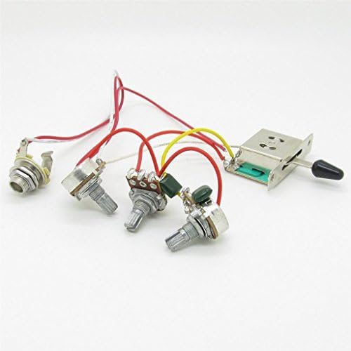 Pxyelec Guitar Wiring Harness Prewired 3x 500k Pots 1 Volume 2 Tone Control Knobs 5 Way Switch for Strat Guitar - Image 3
