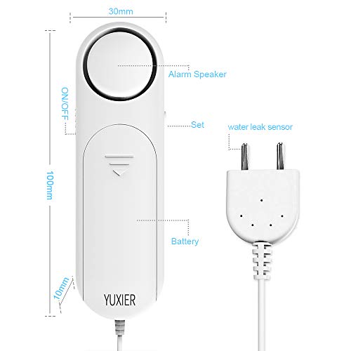 YUXIER Water Leak Alarm Detector Flooding Sensor Alert 110 Db Battery