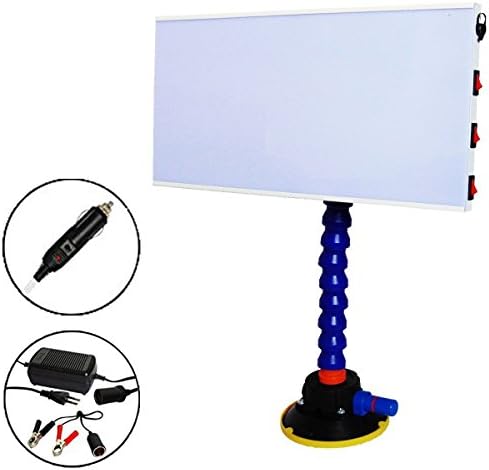 etomtop 14inch PDR LED Light 3-strips 12V PDR Stripe Line Board Reflector Board for Car Auto Body Paintless Pit Dent Hail Damage Repair Removal with Suction Cup