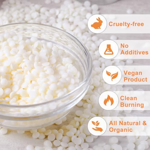 Soy Candle Wax for Candles Making 1kg Bag Natural Soy Candle Wax Flake with 50pcs 12cm Cotton Wick 100% Pure Soy Wax Chip Paraffin-Free Premium Scented Candles Making DIY Supply for Adult Beginner Kid