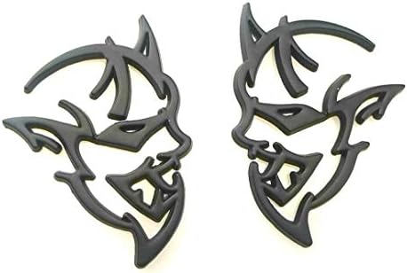 2pcs Demon Challenger Emblems Car Body Rear Side Emblem Badge Decal Compatible for Sticker (Black)