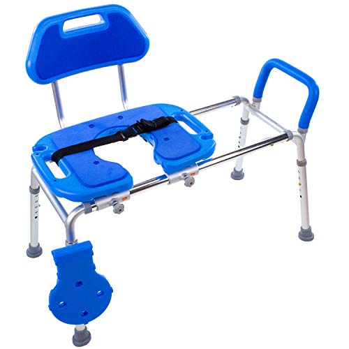 Sliding Shower Chair HydroGlyde Premium Heavy Duty, Padded Bathtub