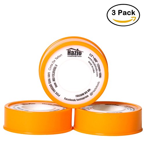 PTFE Plumbers Tape|(1/2"x400"/12mm x 10m)| 3 pcs Pack| Industrial Strength, Teflon Coated Thread, Waterproof Sealant Tape| Re-sealable Case| for Pipes, PVC, Threads Fixing & All House Repairs