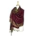 Paskmlna Border Pattern Double Layered Reversible Woven Pashmina Shawl Scarf Wrap Stole (#03burgundy)