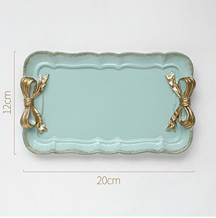 Vintage Bow-knot Resin Jewelry rack rings chain bracelets earrings trays,Decorative jewelry trays Cosmetic vanity tray storage organizer decorative jewelry perfume key dish-green 20x12cm(8x5inch)