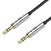 Audio Cable, TechRise 2.5 Meter Nylon Braided Premium Auxiliary Aux Audio Cable Cord for Headphones, iPods, iPhones, iPads, Home / Car Stereos and More - Black