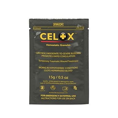 Celox Blood Clotting Agent, 15g Granules Pack - Blood Stopper Dressing Emergency Kit Small First First Aid Kit: Amazon.com: Industrial & Scientific