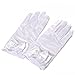 Lusiyu Girl Short Solid Child Size Wrist Length Formal Glove with Pearl Bow Embroidered flowers (White)