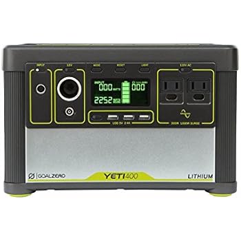 Goal Zero Yeti 400 Lithium Portable Power Station, 428Wh Rechargeable Generator and Backup Power Source with 300 Watt (1200 Watt Surge) AC inverter, USB, 12V Outputs