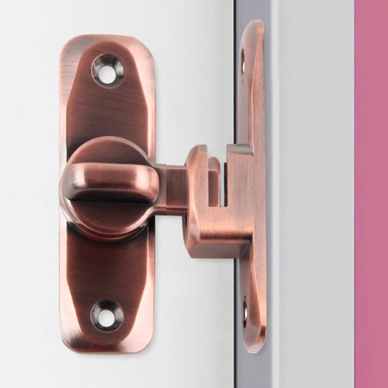Pexintek Small Latch for Sliding Doors, 90 Degree Door Lock for Double Sided Opening Doors Interior Doors Vintage Rotate Bolt with Screws for Kitchens, Bedrooms, Study, Bathrooms (Red Copper)