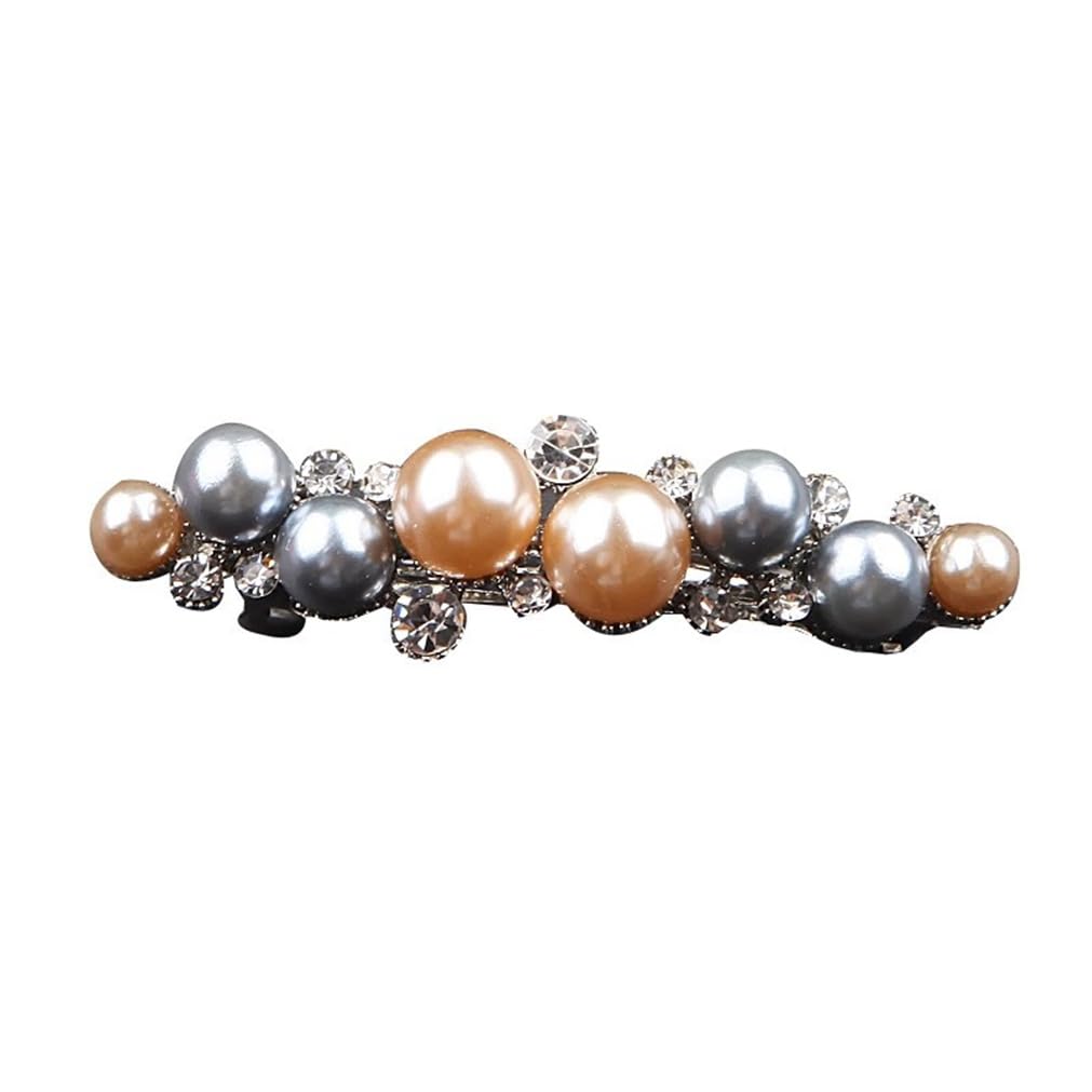gaobaozhu Rhinestone Pearl Spring Clip Vintage Rhinestone Hair Barrettes Elegant Crystal Hair Barrettes with Spring Snap Clip French Hairpin Pearl Hair Jewelry Accessories for Women Girls Brides