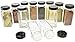 12 Square Glass Spice Bottles Thick Jars with Black Plastic Lids, Shaker Tops, and Labels by SpiceLuxe