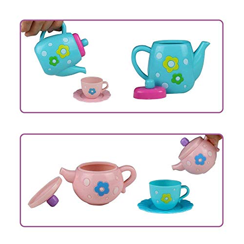 yoptote Tea Party Set Pretend Play Food Toy Cake Teapot Kitchen Playset Utensils Learning Source Gifts Girls Boys Toddlers Kids - Thumbnail 3