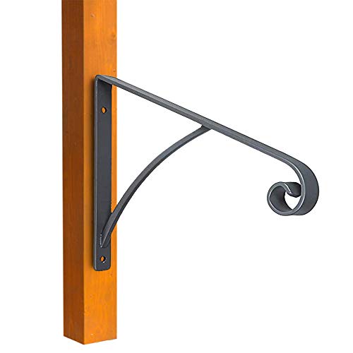 ATYOUK Single Post Handrail Wrought Iron Post Mount Step Grab Supports with Base Plate Fits 1 or