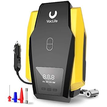 VacLife Air Compressor Tire Inflator, DC 12V Portable Air Compressor for Car Tires, Auto Tire Pump with LED Light, Digital Air Pump for Car Tires, Bicycles and Other Inflatables