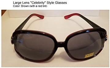 Oversized Hollywood Style Sunglasses (Brown-redish tint, Black)