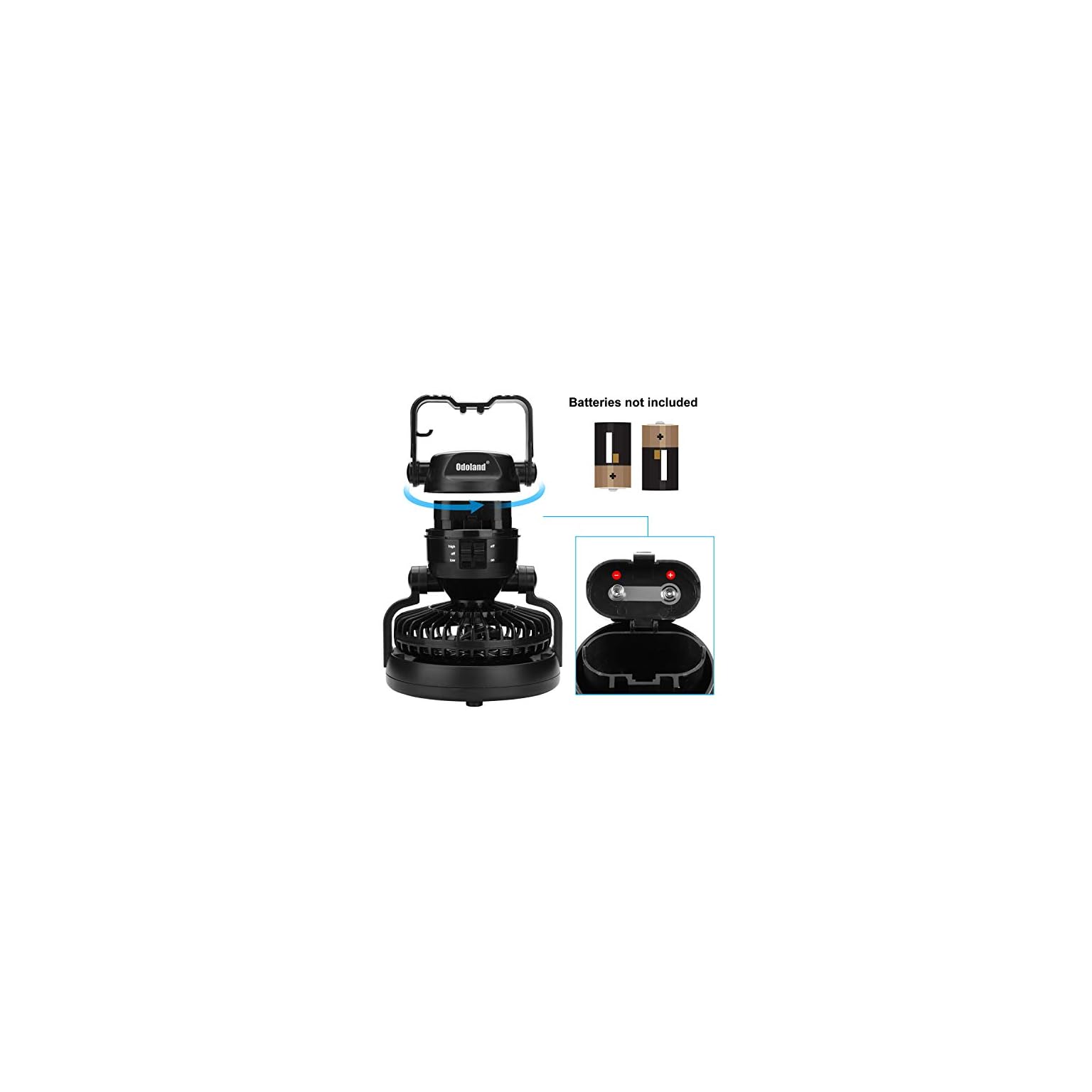 Odoland Portable LED Camping Lantern with Ceiling Fan - Hurricane