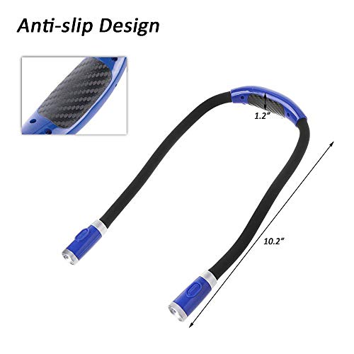 LED Book Light Rechargeable Neck Reading Light, LUXNOVAQ 4 LED Hug Light USB Knitting and Crocheting Lamp with Flexible Arm & 3 Adjustable Brightness for Bookworms Bed Reading, Blue - Thumbnail 4