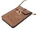 KISS GOLD (TM) Luxury Matte PU Leather Mini Crossbody Single Shoulder Bag Cellphone Pouch (Model A-Brown)