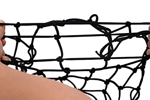 Y.A. LOTUS Motorcycle Cargo Net Black, 15" x 15" Stretch to 30" x 30", Featuring 6 Adjustable Hooks & Tight 2"x2" Mesh, 6 Metal Carabiners Included, for Motorcycle, Surfboard, Bicycle, SUV, Roof - Thumbnail 4