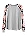 ROMWE Women's Long Sleeve Top Casual Floral Print T-shirt Tee