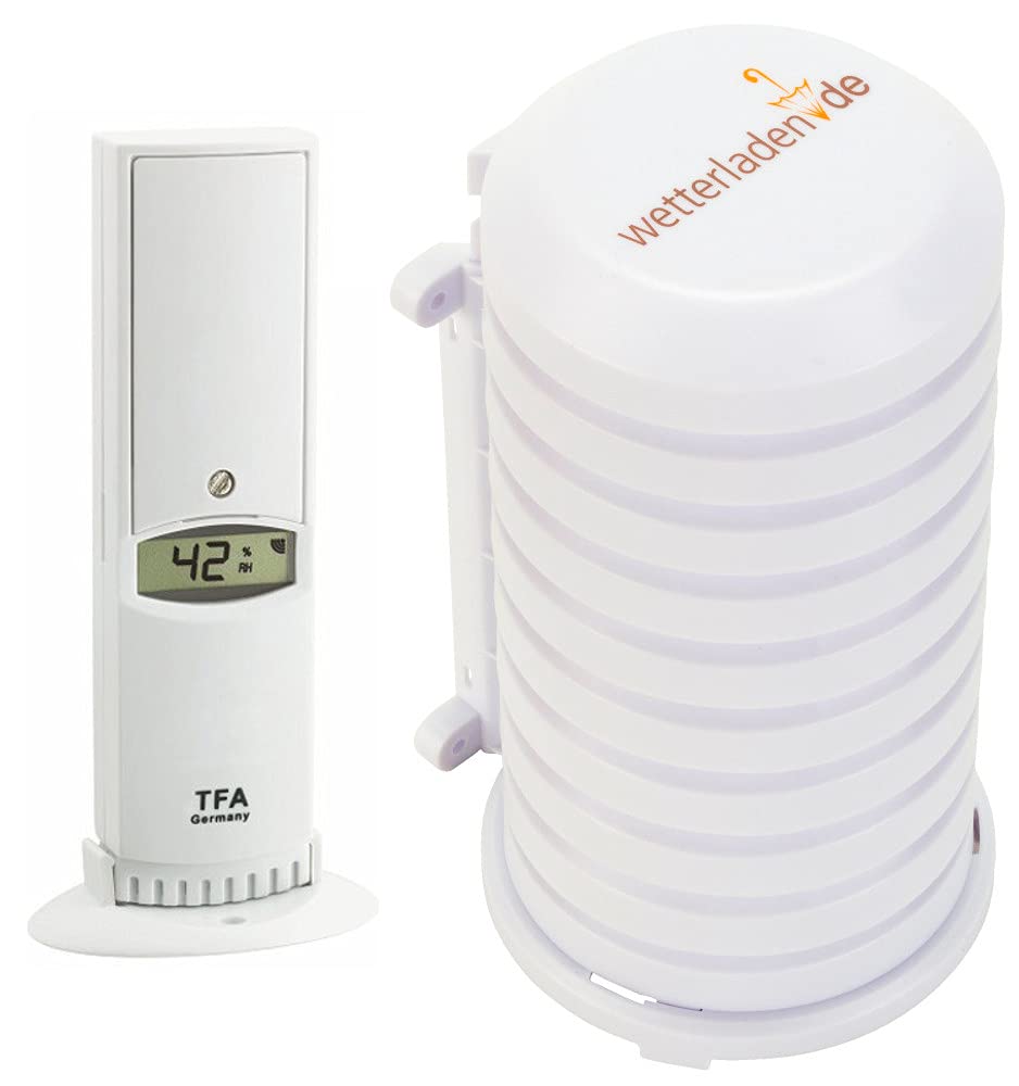 TFA Dostmann Thermo-Hygro Transmitter with Display 30.3180.IT for TFA Klimalogg Pro (White with JM Protective Case)