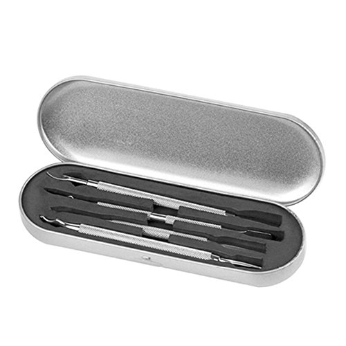 Pinkiou Nail Polish Remover Tool Manicure Cuticle Pusher Stainless Steel Kit (4 Pieces)